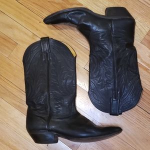 Vintage Men's Nocona Deertan Flame Stitch Dress Cowboy Boots Sz 8